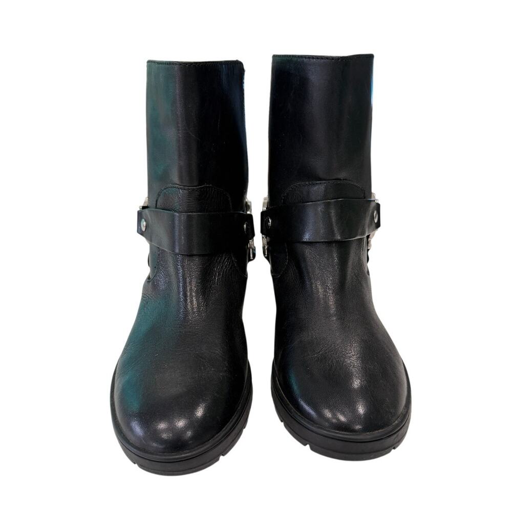 Michael Kors Fulton Biker Booties Black Leather MK Harness Boots 7.5 - Picture 5 of 8